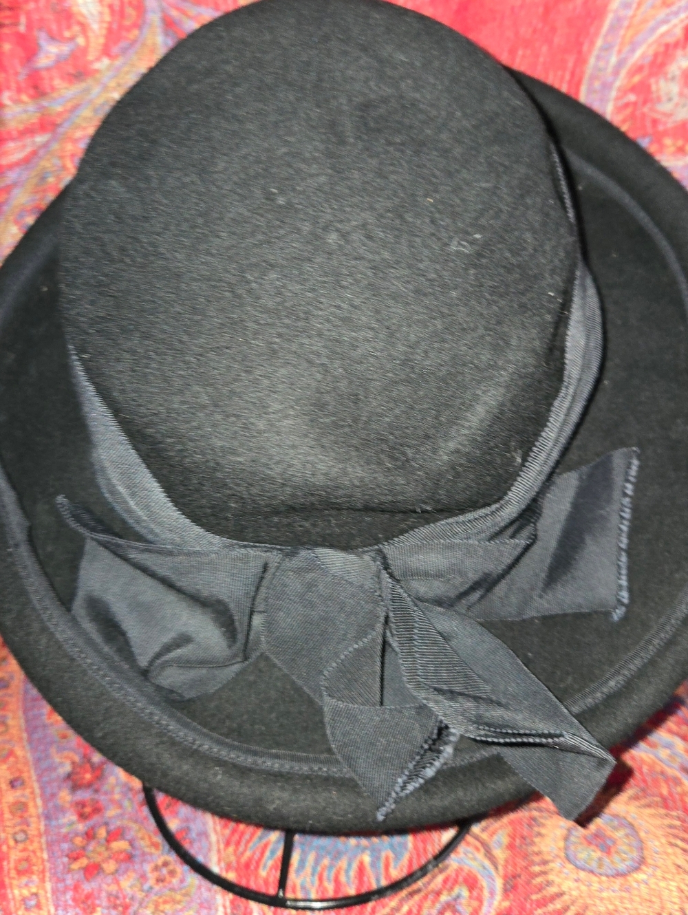 Vintage Black Felt Hat with Bow